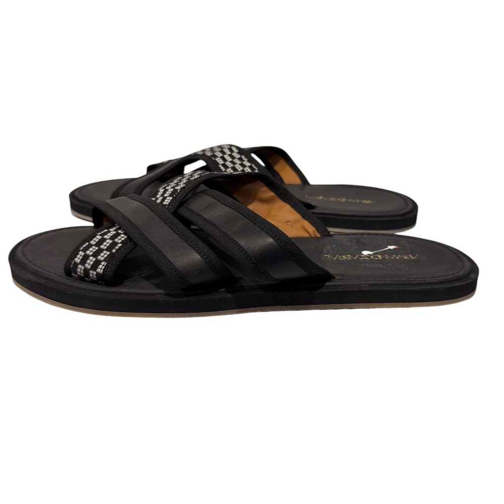Armando Cabral Men's Black Arabia Iv Woven Cotton Leather Slides Sz 45 / 12 $485